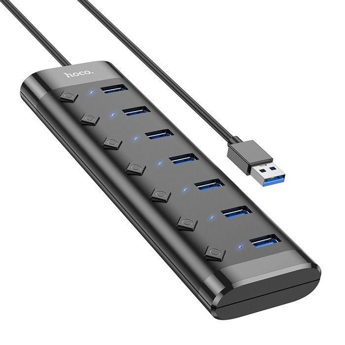 Hoco HB40 USB 3.0 רכזת 7 דלתות עם USB-A חיבור שחור